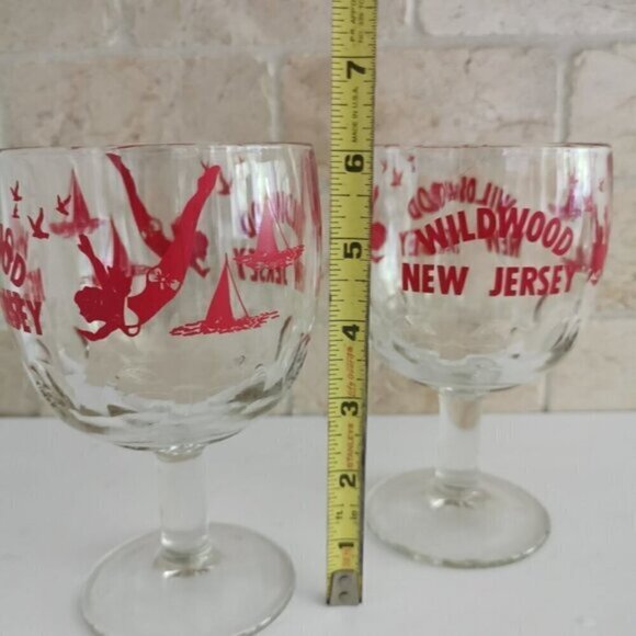 Pair of Wildwood New Jersey Drinking Glasses Vintage, Thumbprint Glass Souvenir - Picture 6 of 7
